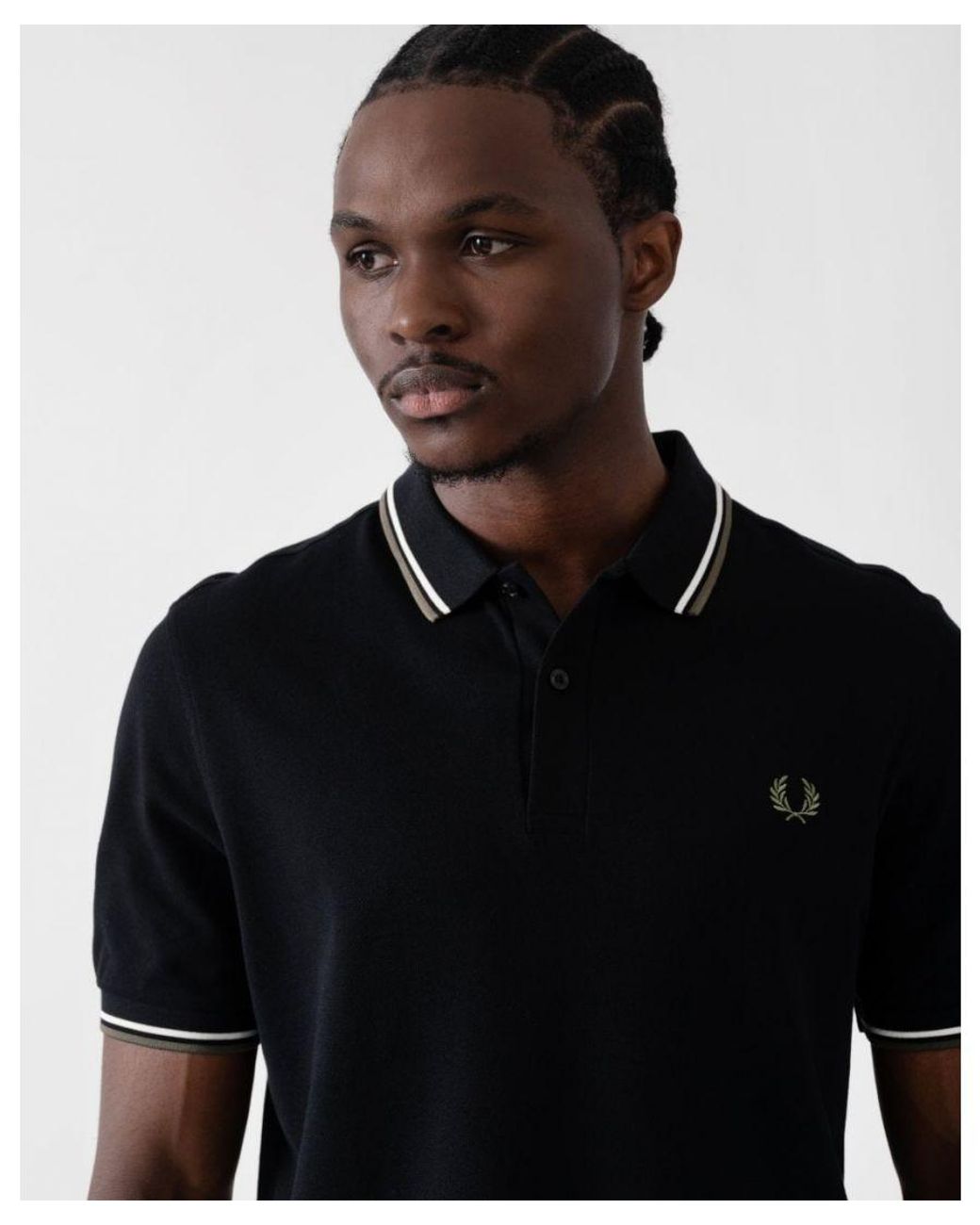 Fred Perry Black Twin Tipped Signature Polo Shirt for men