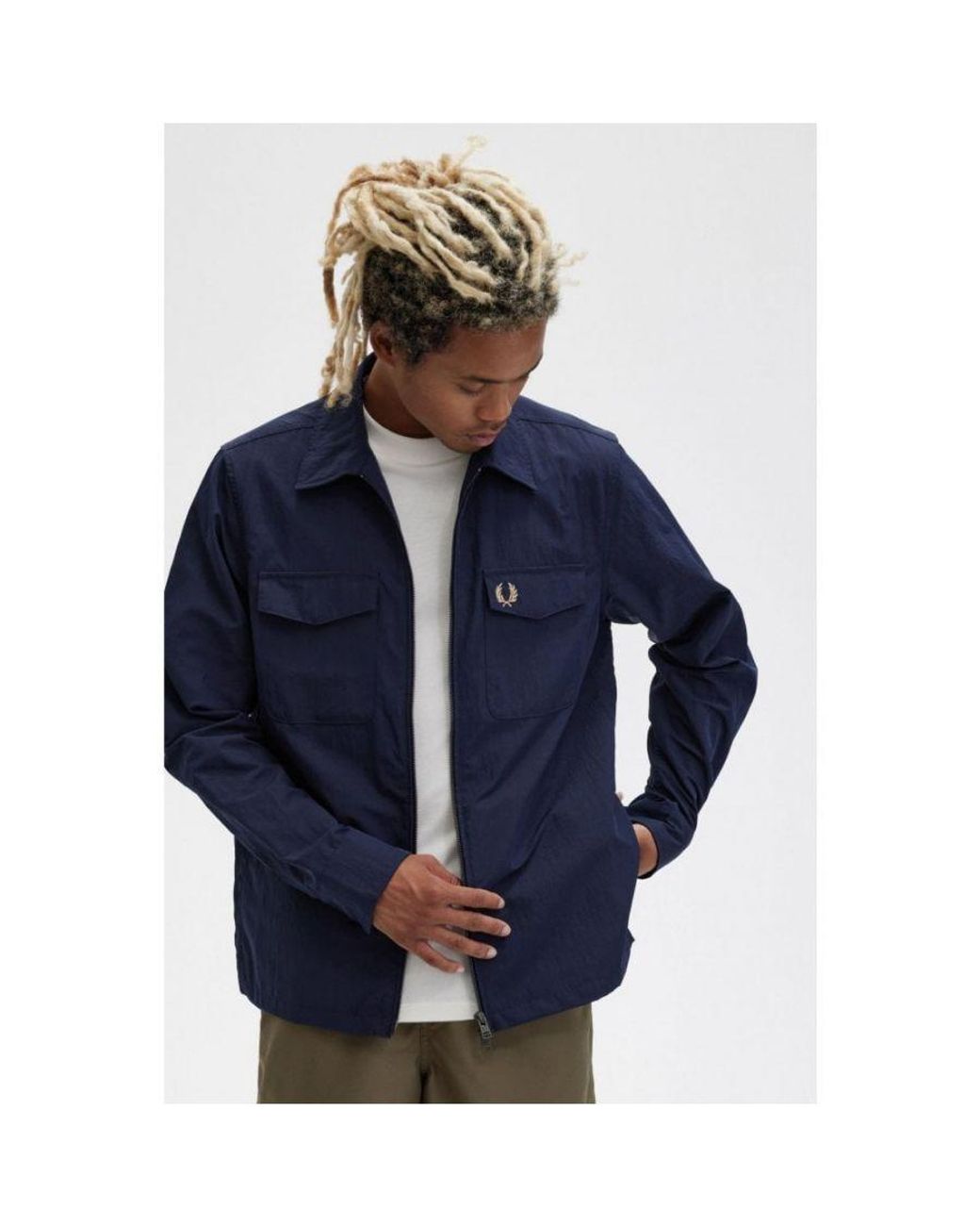 Fred Perry Blue Zip Overshirt for men