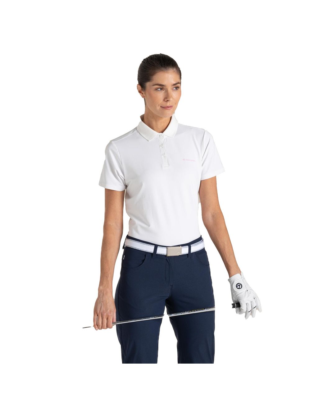 Craghoppers White Ladies Thornbury Nosilife Short-Sleeved Golf Polo Shirt