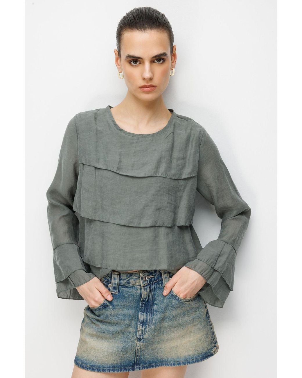 MixRay Gray Elastane Blouse