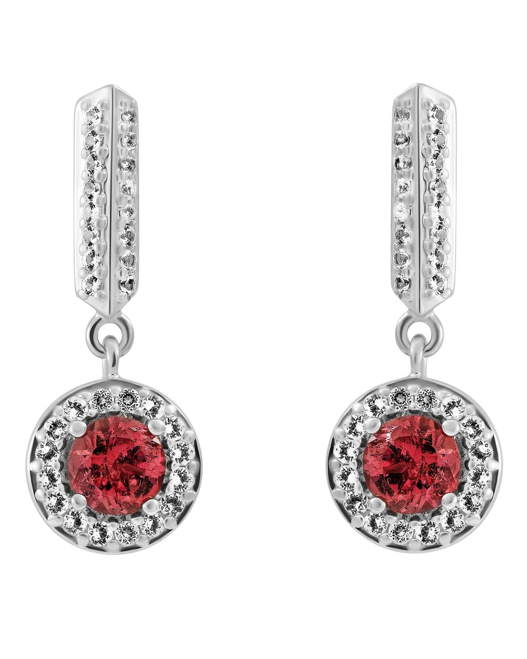 Orphelia Red 'Bristol' 925 Sterling Drop Earrings