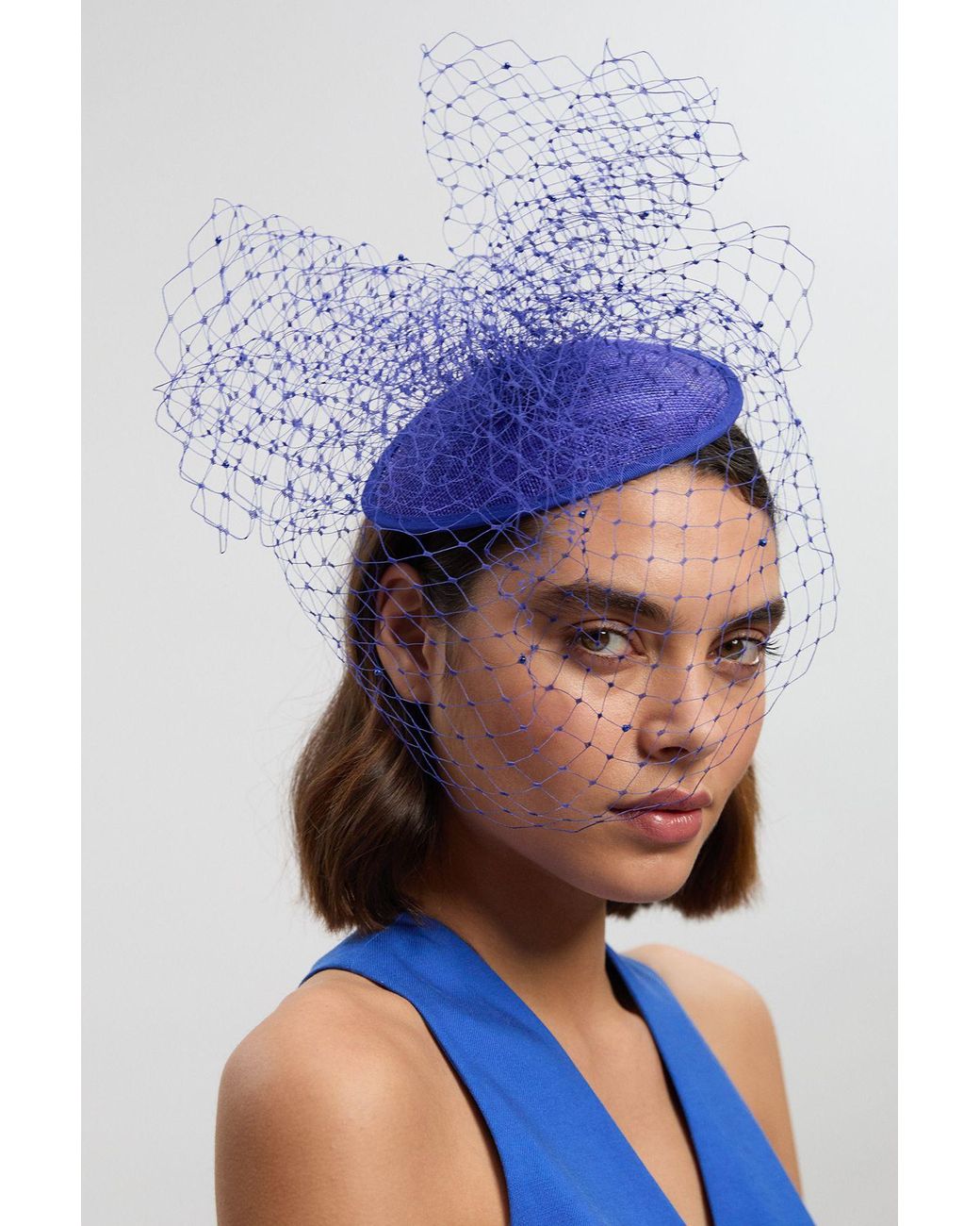 Karen Millen Blue Net Headband Fascinator