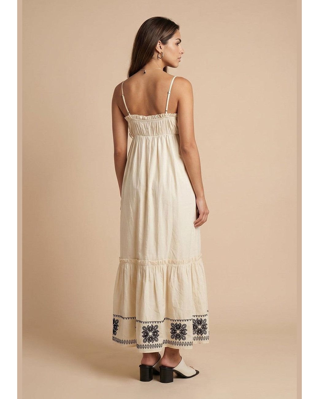 Urban Bliss Natural Embroidery Hem Dress