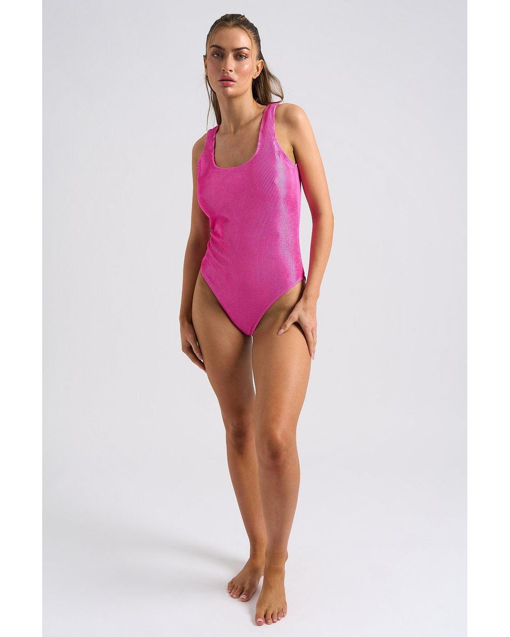 Urban Bliss Pink Wave Textured Swimsuit