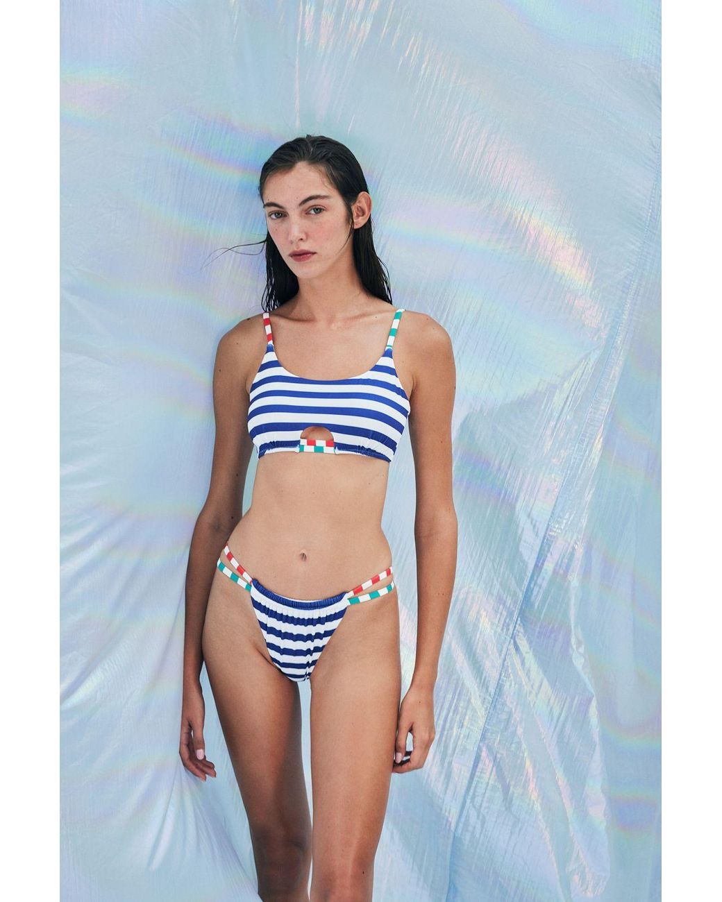 Penti Blue Striped Low-Waist Hipster Bikini Bottoms