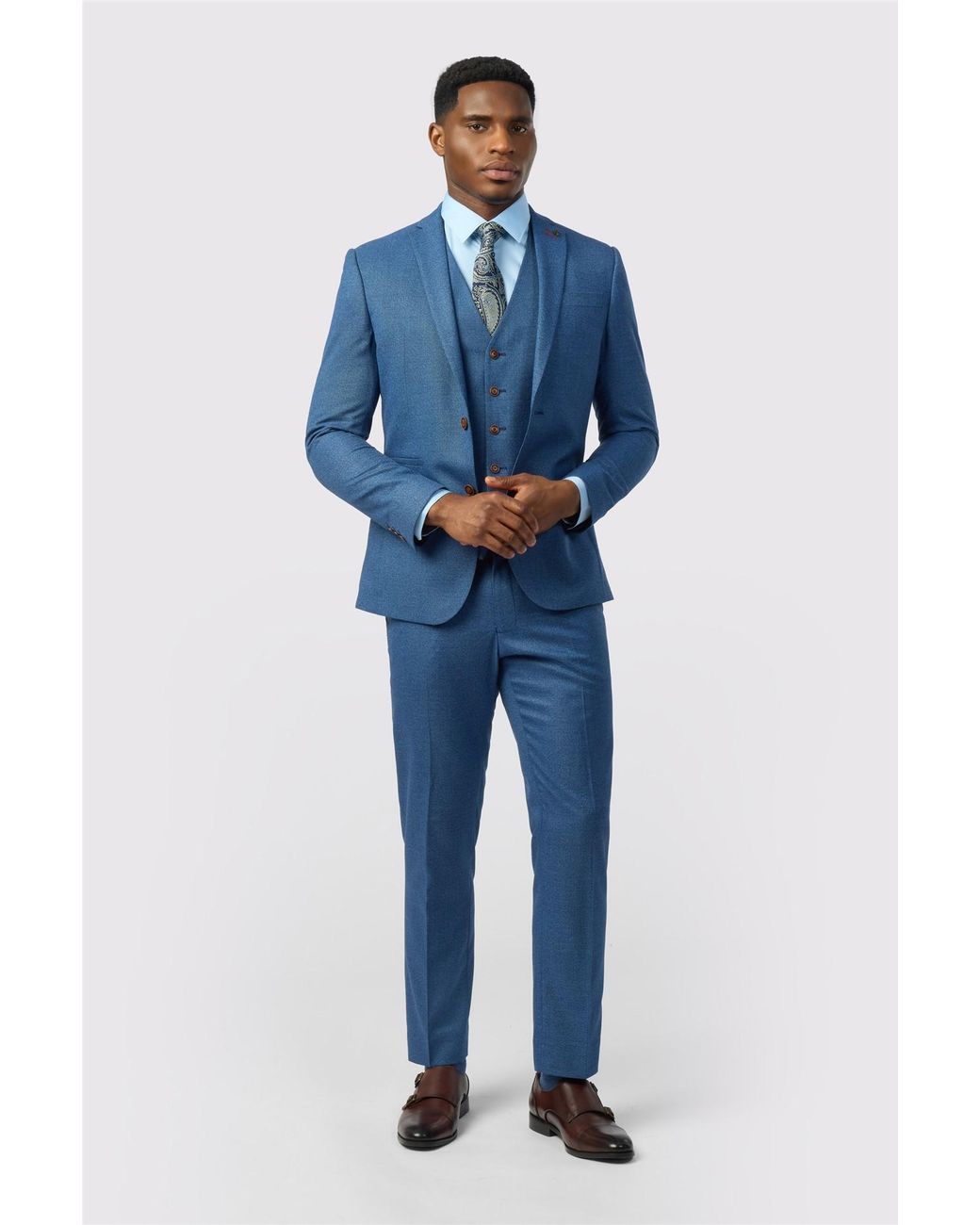 Antique Rogue Blue Long Sleeve Slim Fit Suit Jacket for men