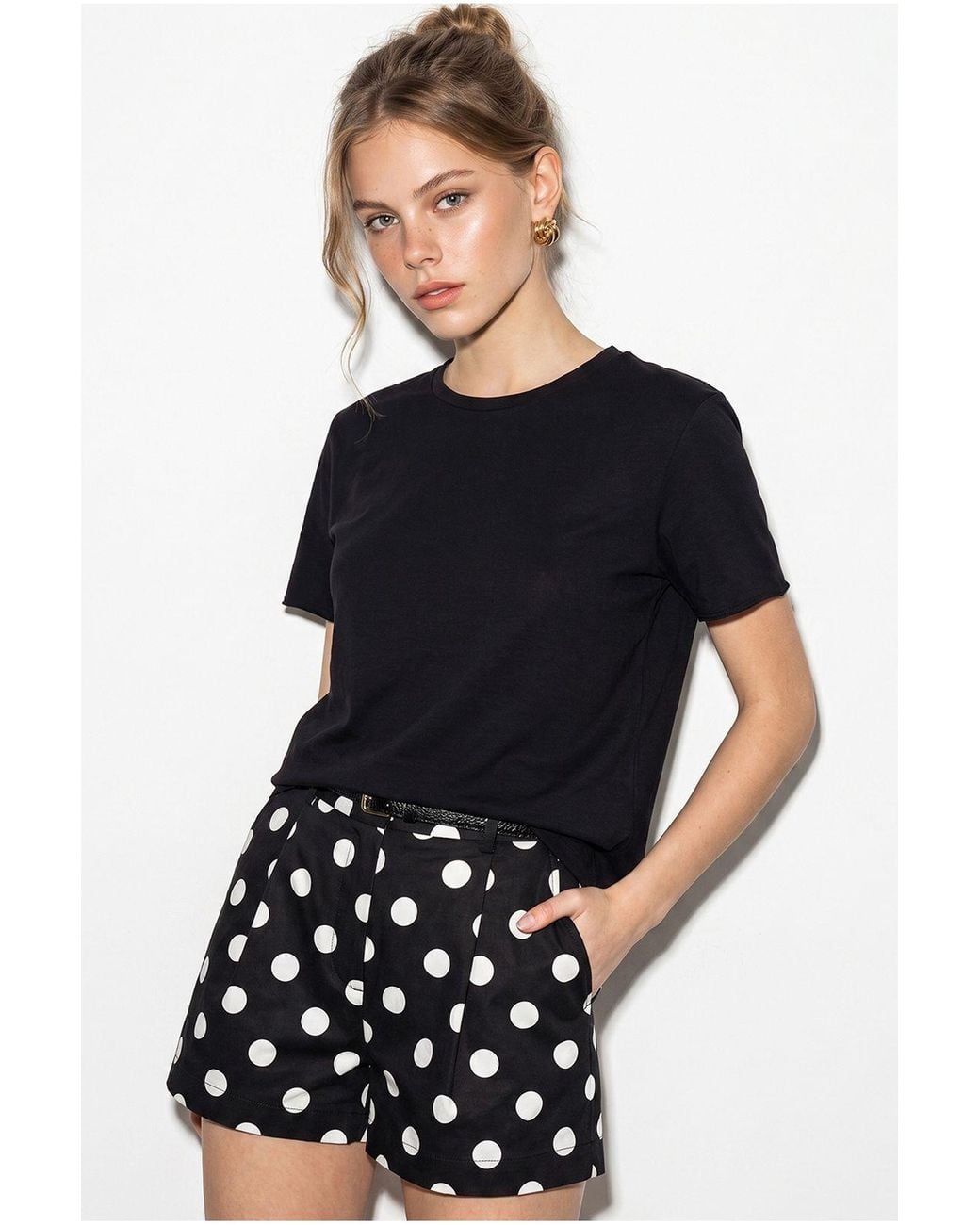 Bianco Lucci Black Cotton T-Shirt