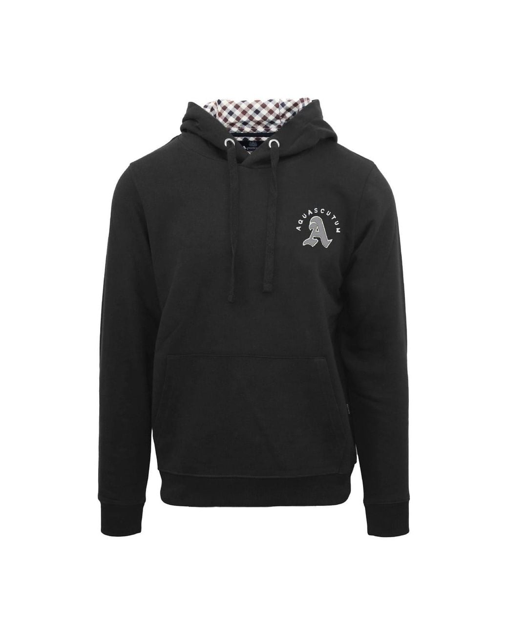 Aquascutum Black Hooded Neck Long Sleeve Sweatshirt With Kangaroo Pocket for men