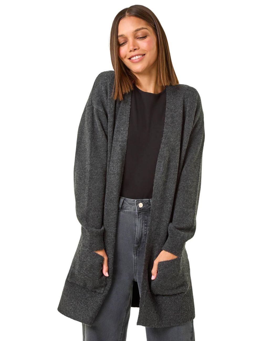 Roman Black Soft Knit Longline Cardigan