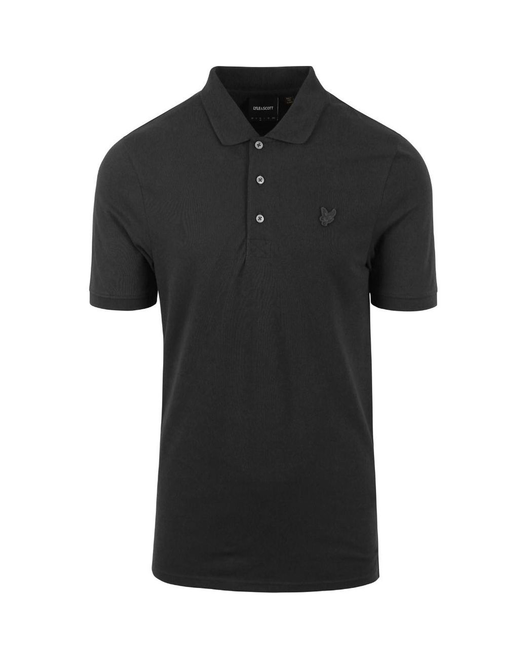 Lyle & Scott Black Tonal Eagle Polo Shirt Cotton for men