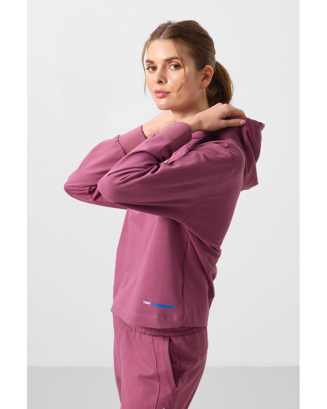 TOMMY LIFE Red Oversized Hooded Sweatshirt And Pants Set