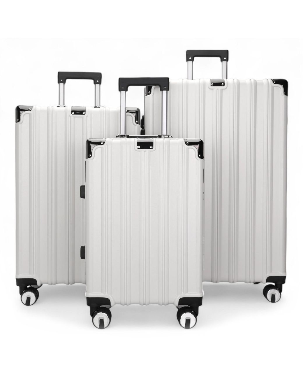 Infinity Leather Gray Hardshell Suitcase Robust 8 Wheel Luggage Cabin Case Bag