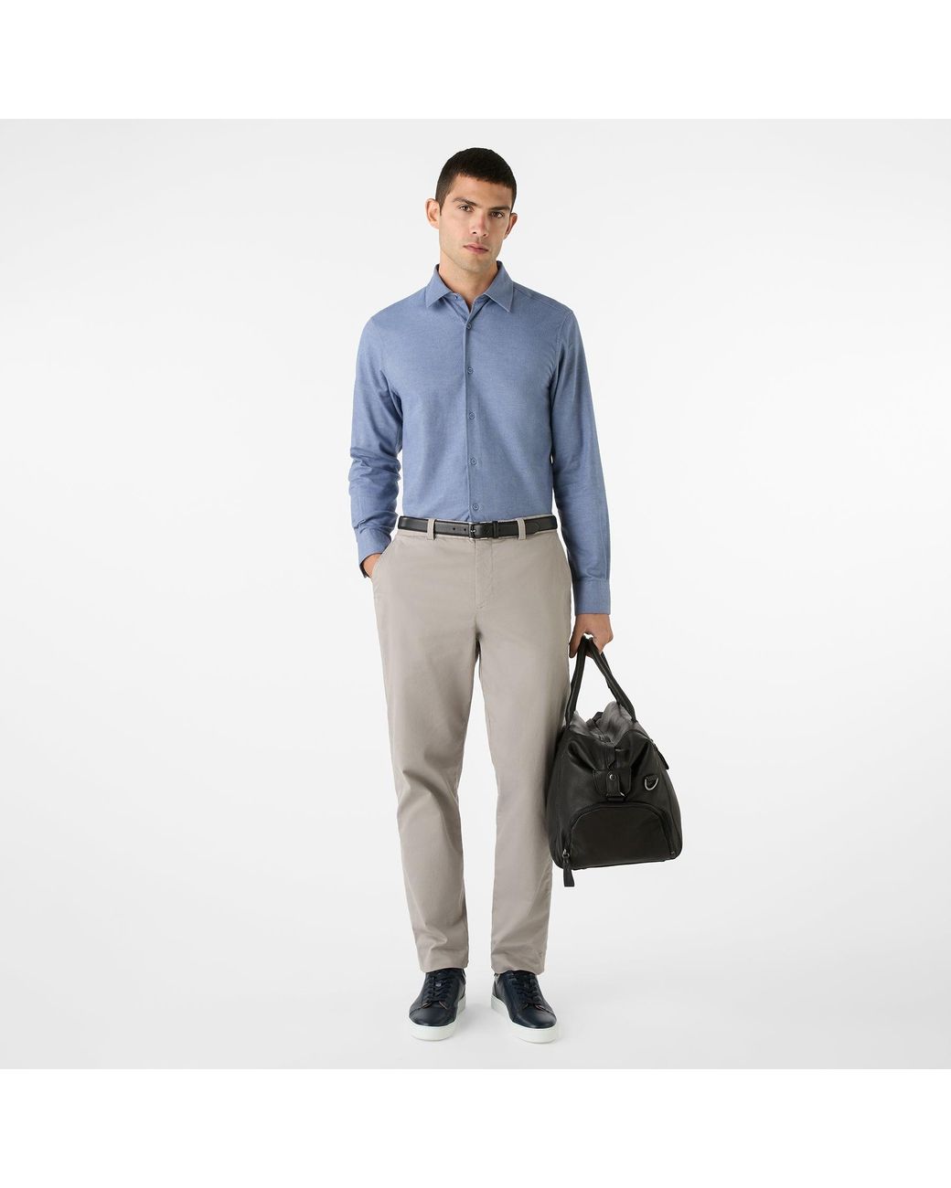Oliver Sweeney Blue Brushed Cotton Shirt for men
