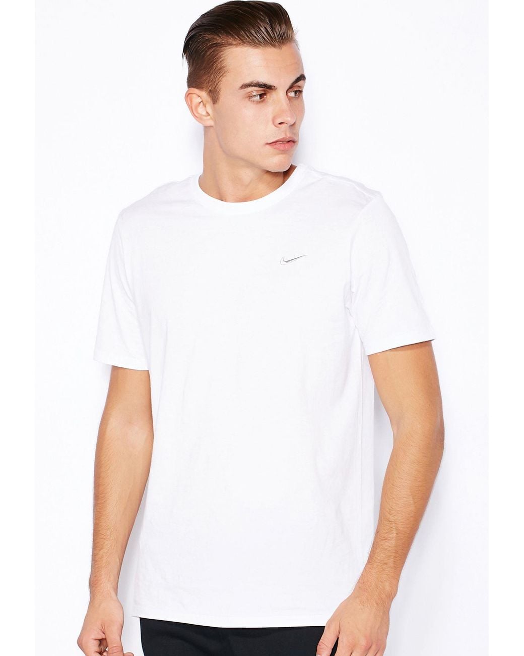 Nike White T Shirt With Embroidered Swoosh Cotton for men
