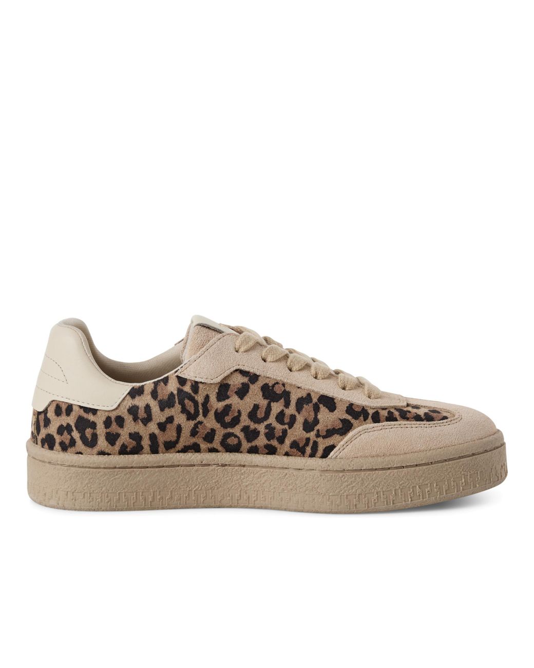 Tamaris Brown Leapord Suede Leather Fashion Lace Up Sneakers