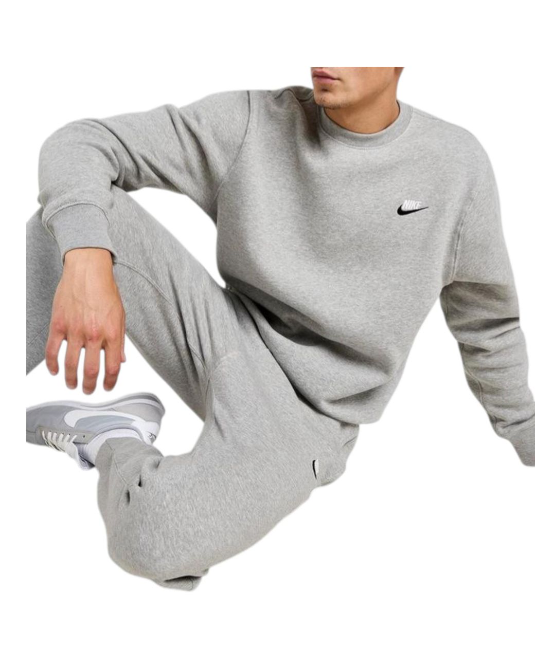 Nike Gray Tracksuit Sportswear Pullover Sweatshirt Fleece Joggers Set for men