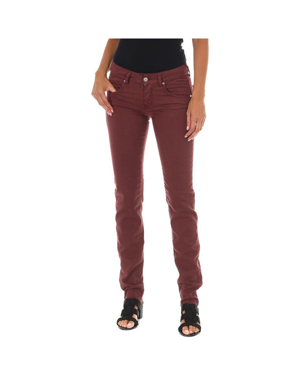 Met Red Long Jean Pants With Narrow Cut Hems 10Dbf0475-B088