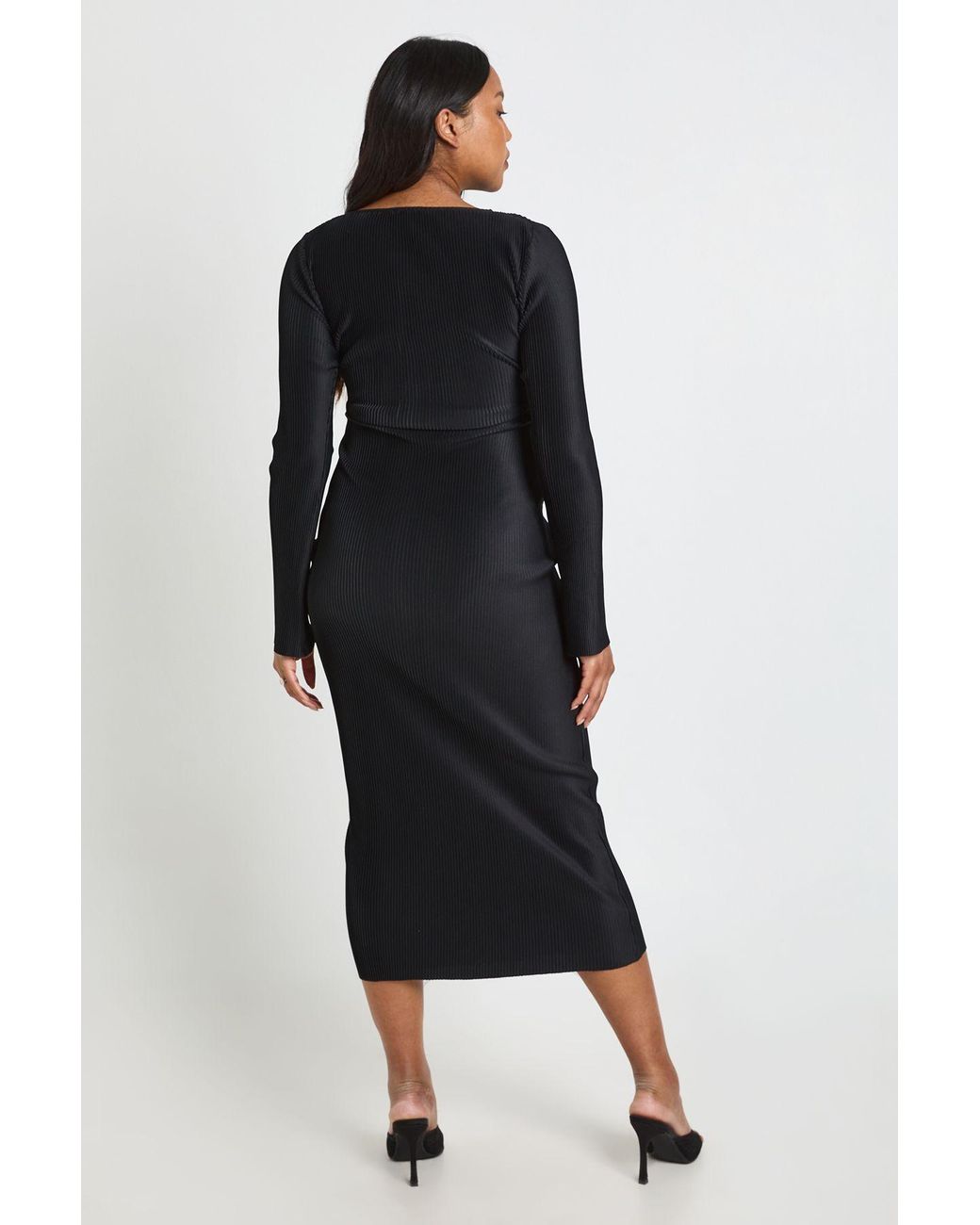 Boohoo Black Maternity Plisse Batwing Midaxi Dress