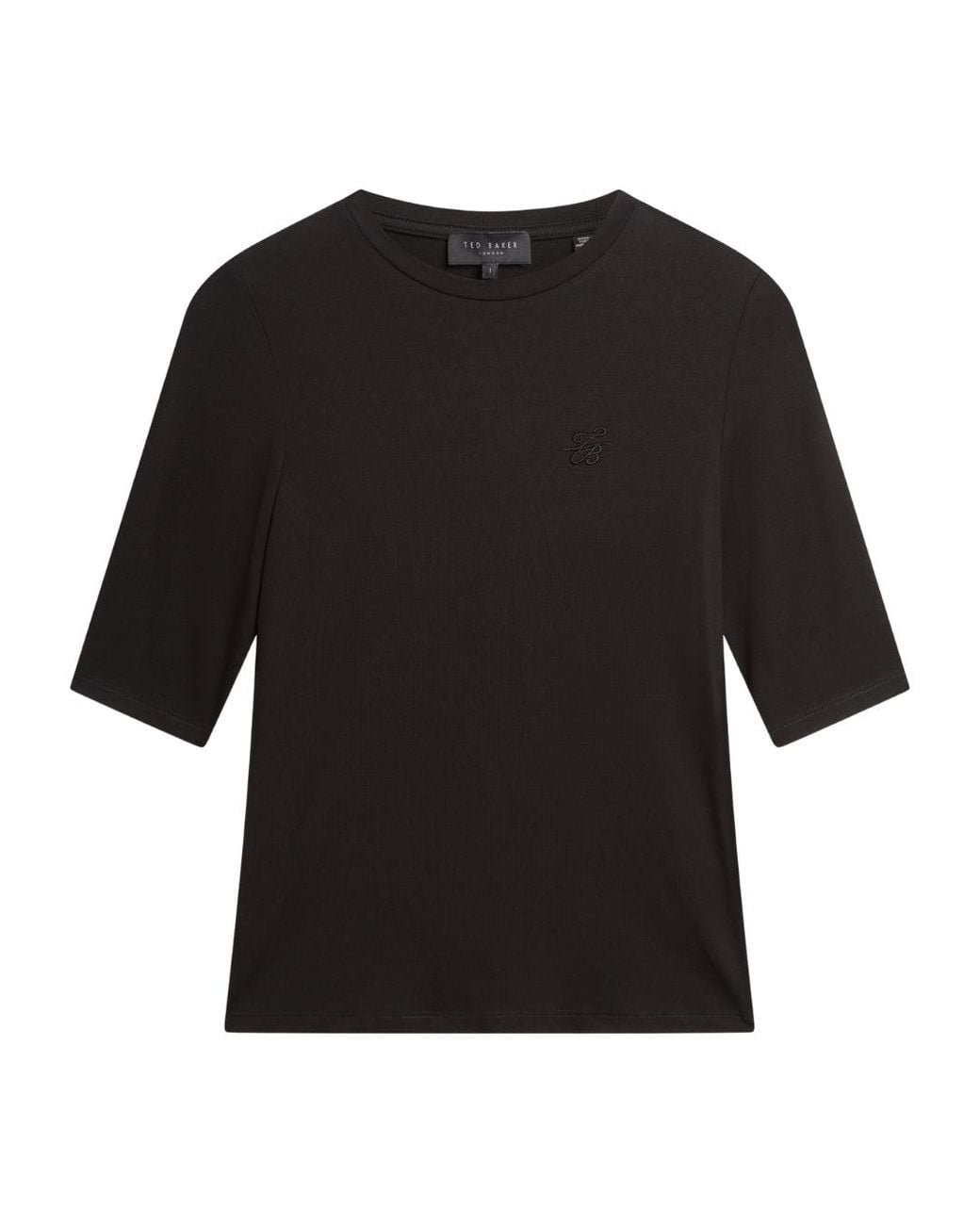 Ted Baker Black Casy Fitted Half Sleeve Chest Branded Top