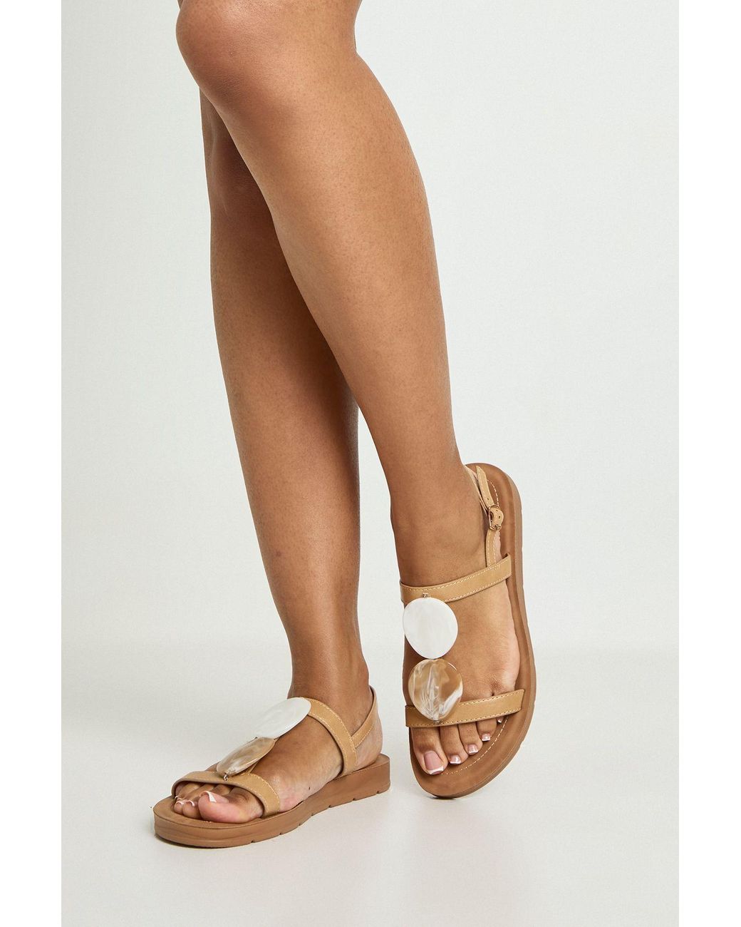 Boohoo Brown Resin Trim Detail Strappy Sandals