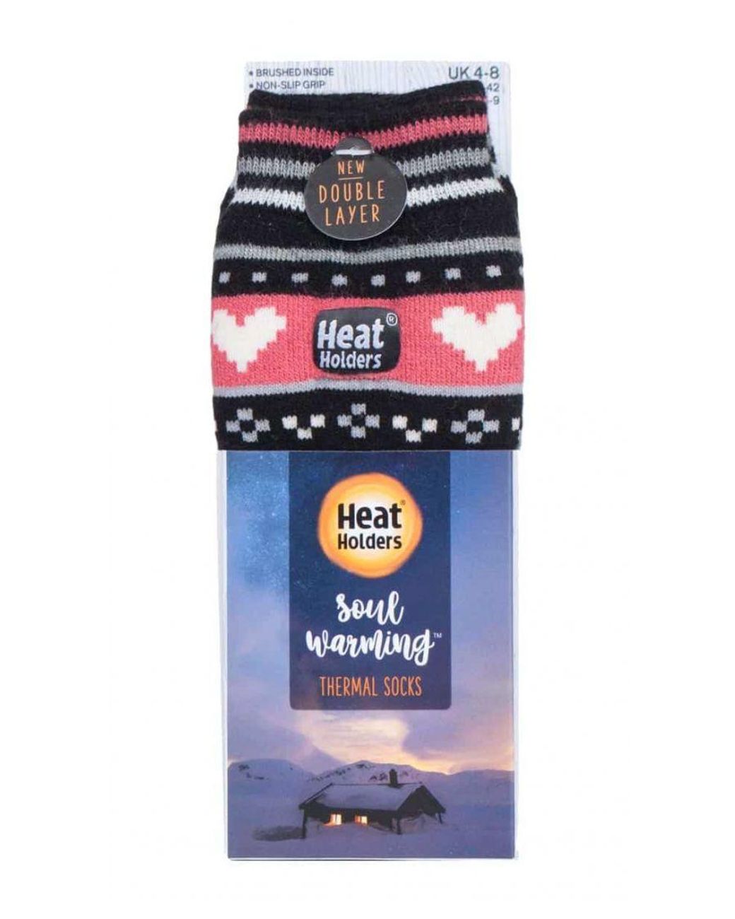 Heat Holders White Ladies Fairisle Nordic Winter Non Slip Thermal Slipper Socks