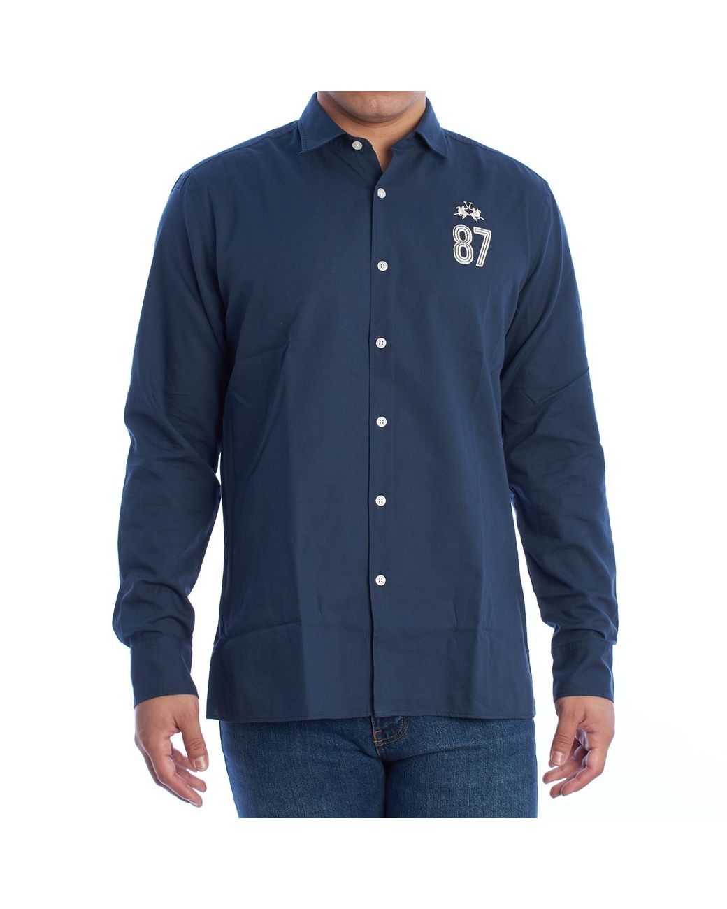 La Martina Blue Regular Fit Shirt Ymc600-Pp666 for men