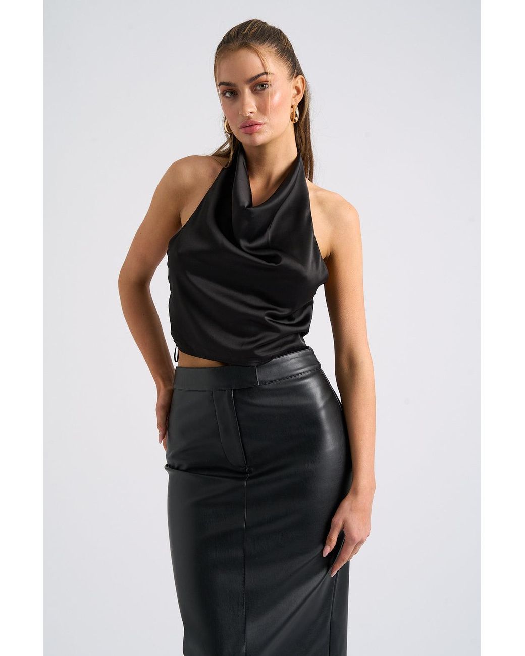 Urban Bliss Black Halter Cowl Neck Top