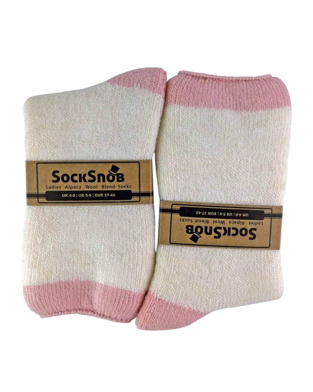 Sock Snob Pink Ladies Alpaca Wool Blend Thermal Slipper Bed Socks With Grippers