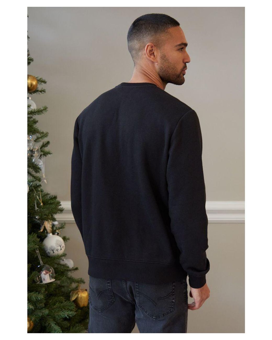 Threadbare 'Club' Christmas Slogan Sweatshirt in Black for Men | Lyst UK