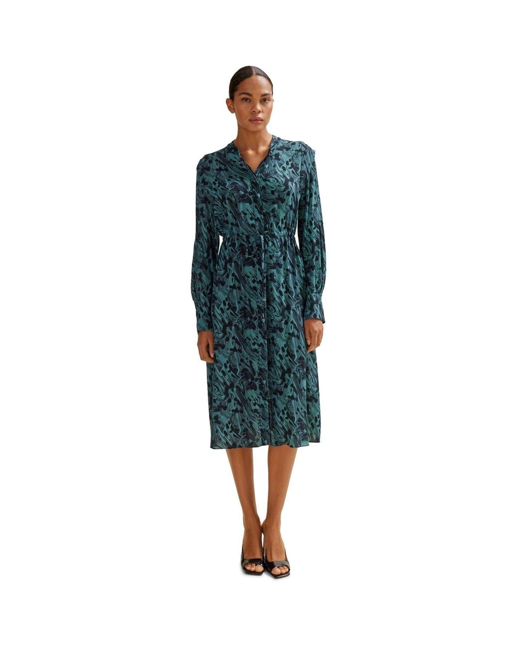 Boss Blue Collared Neck Midi Dress