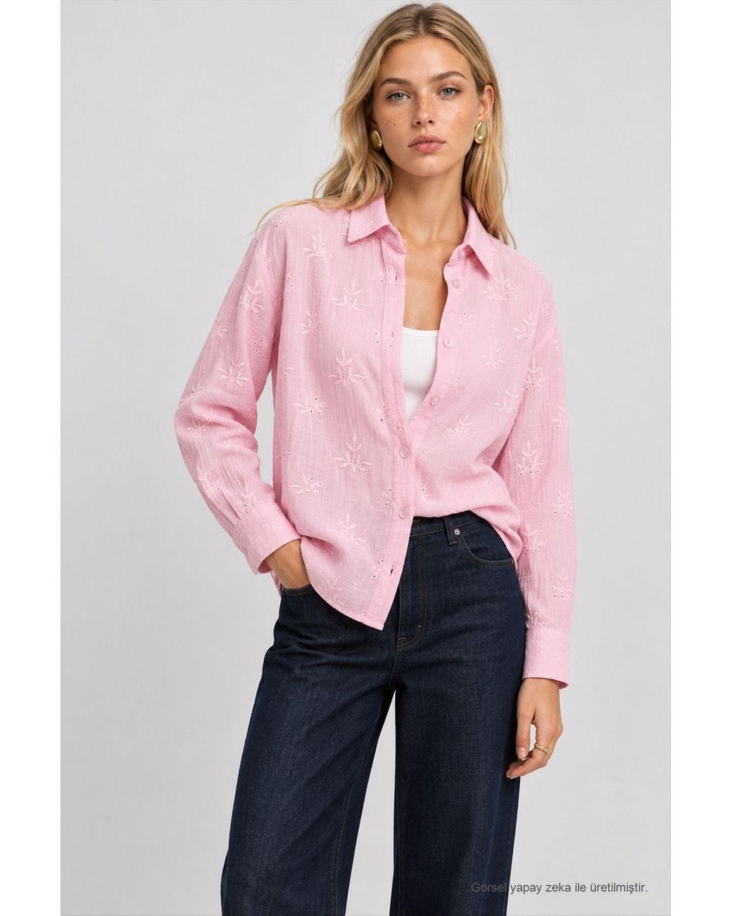 Happiness İstanbul Pink Long Sleeve Button Front Shirt