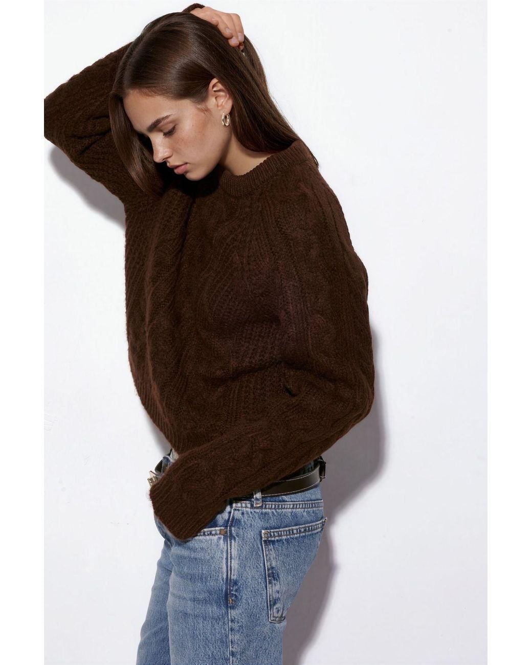 Hiccup Brown Patterned Crew Neck Knit Jumper
