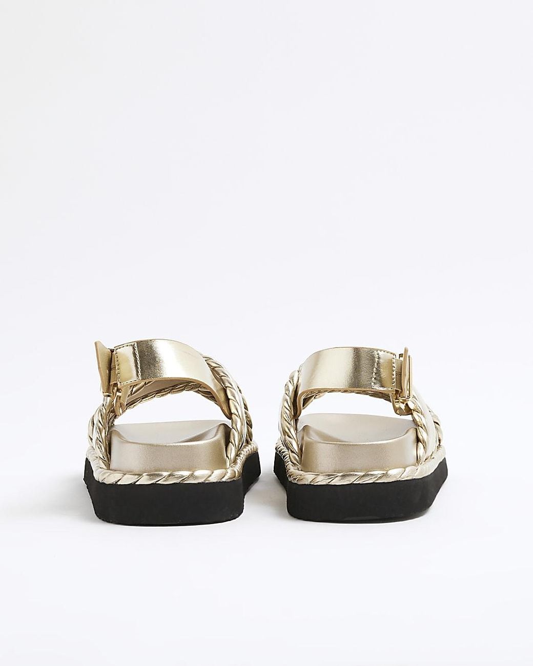River Island White Sandals Cross Strap Footbed Shoes Pu