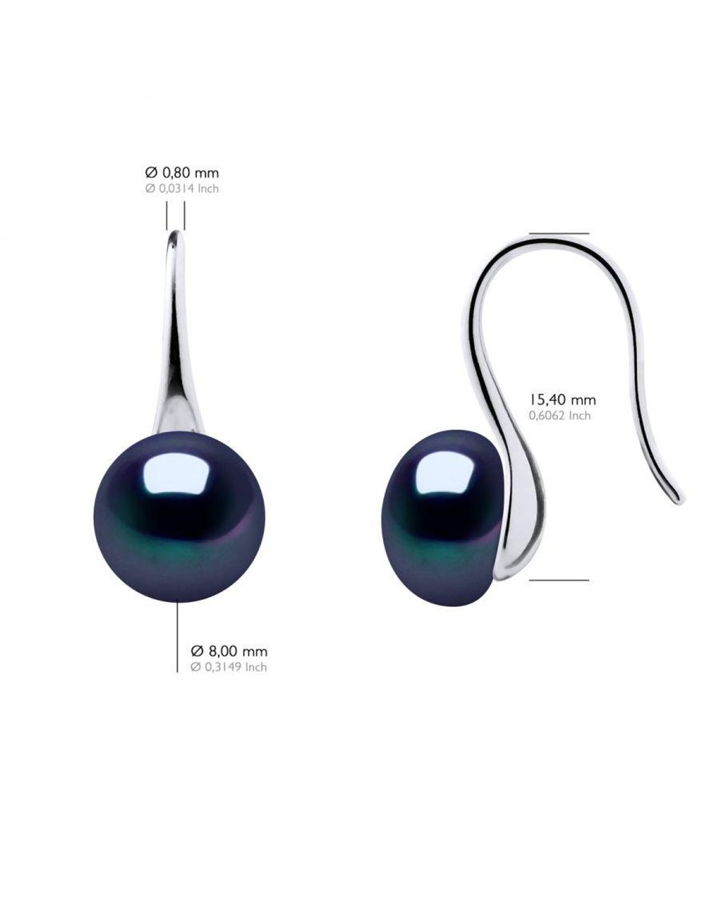 Ateliers Saint Germain Blue Earrings Real Cultured Freshwater Pearls Button 8-9 Mm