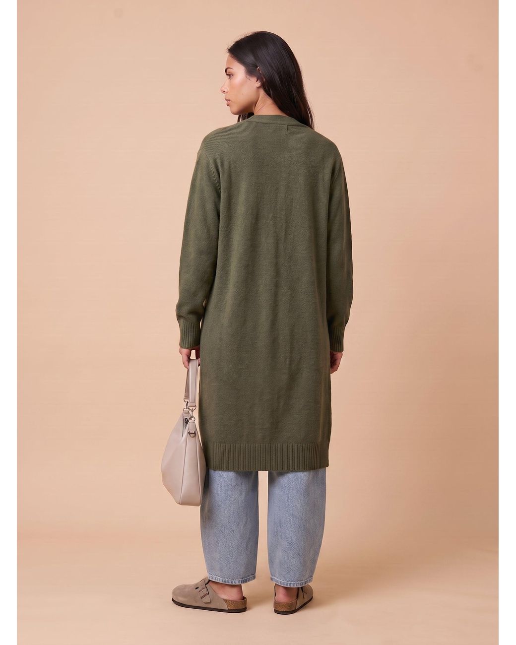 Urban Bliss Natural Longline Patch Pocket Cardigan