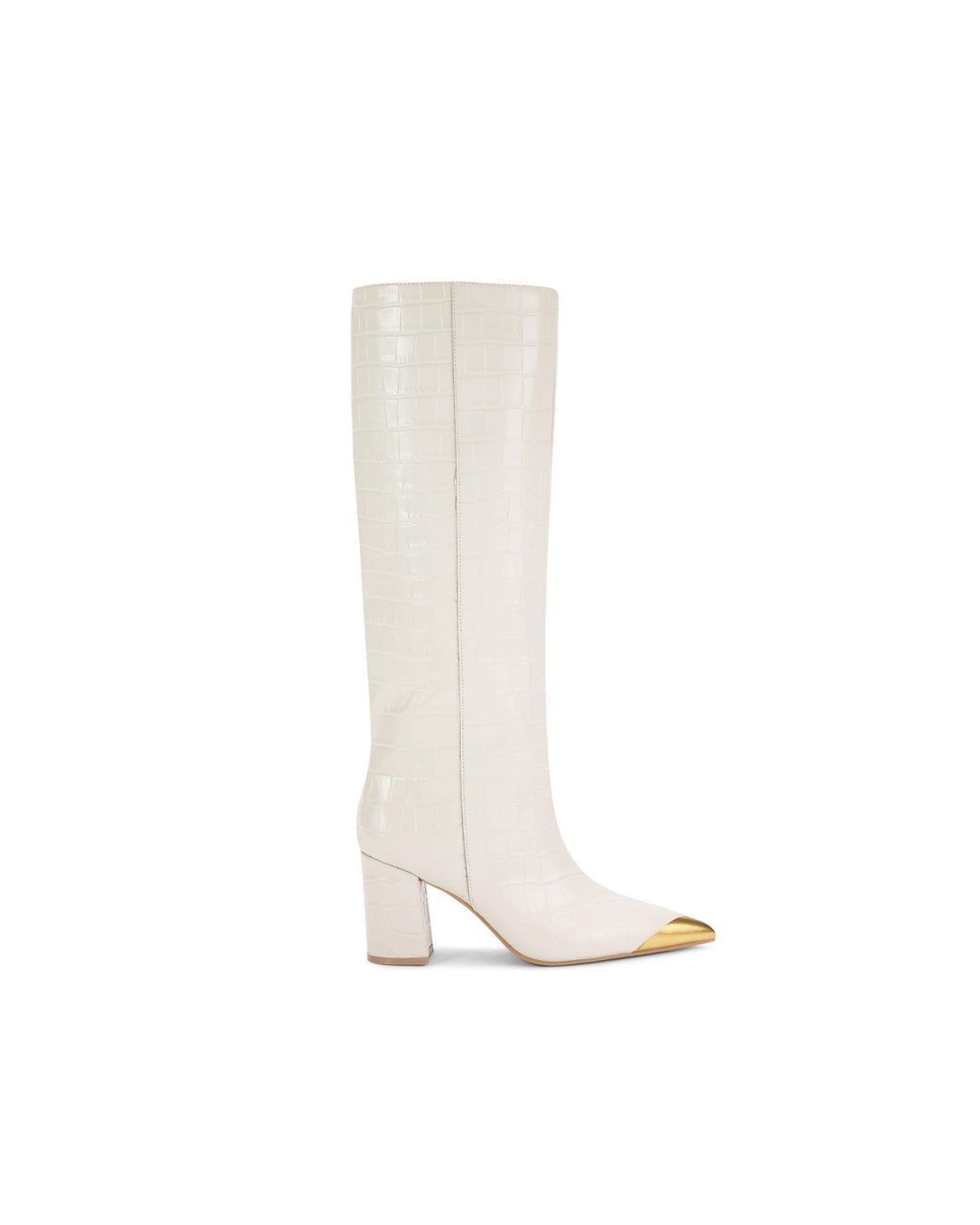 Kurt Geiger White Leather Regent Cap Knee Boots