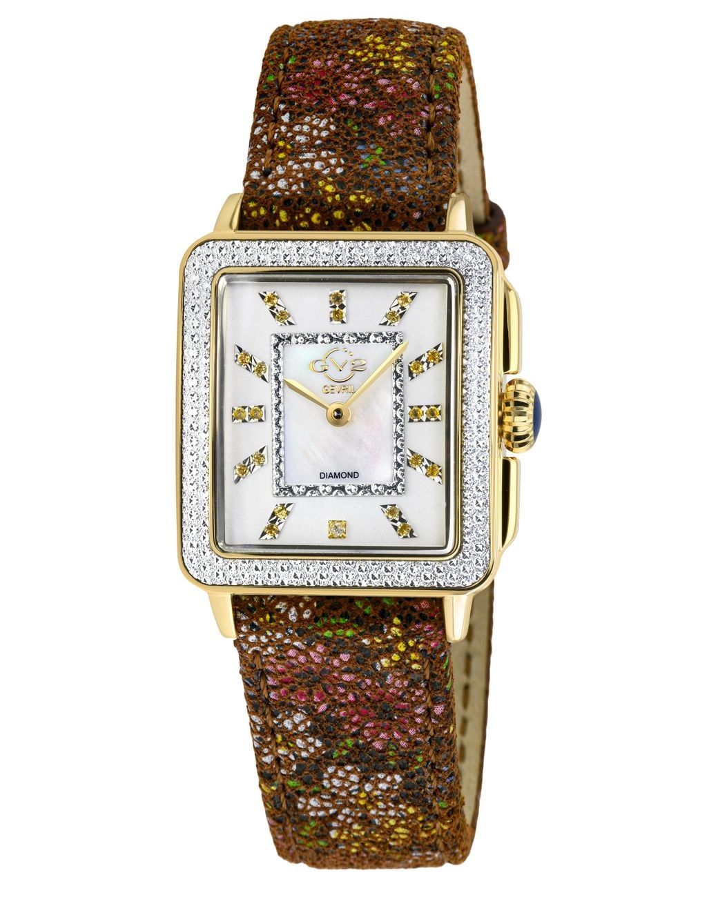 Gv2 Metallic Padova Gemstone 12339F Leather Swiss Quartz Watch
