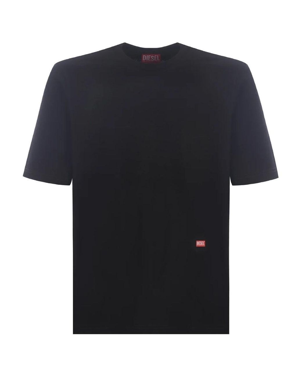 DIESEL Black Graffiti Block Logo T-Shirt Cotton for men