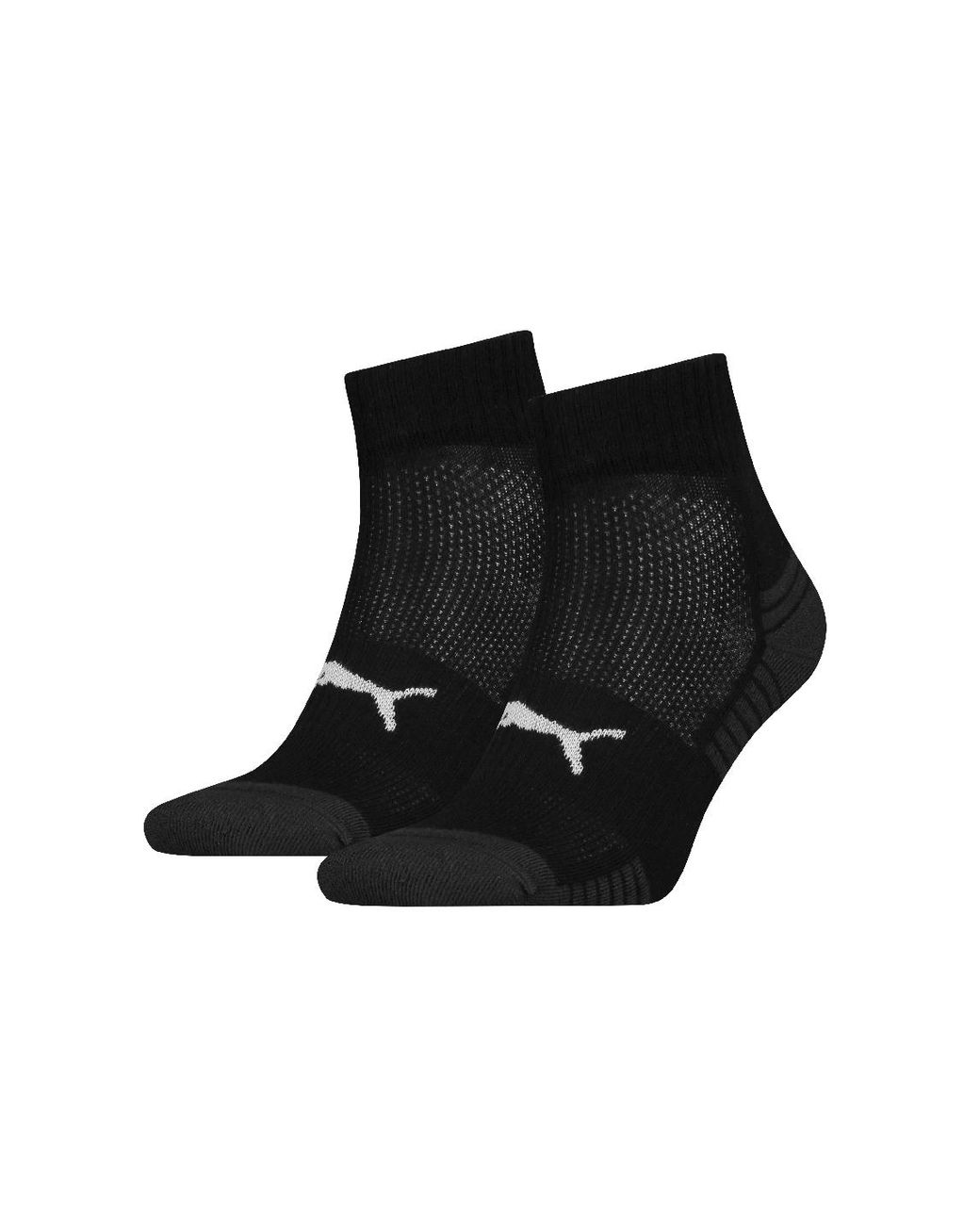 PUMA Black Sport 2 Pack Cushioned Quarter Sock for men