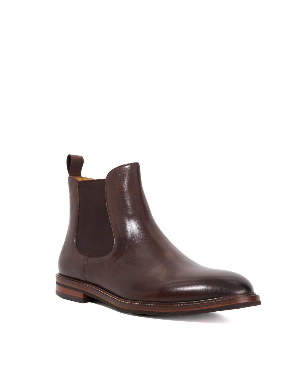 Dune Brown Maisen Wf Wide Fit Leather Formal Chelsea Boots for men