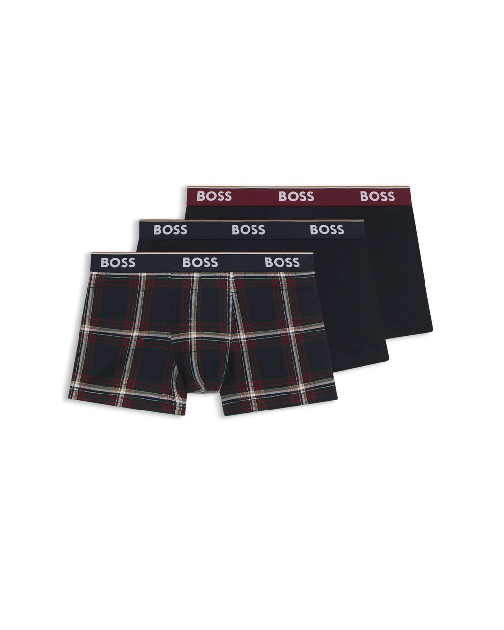 Boss Black Trunk 3 Pack Check & Multi Cotton for men