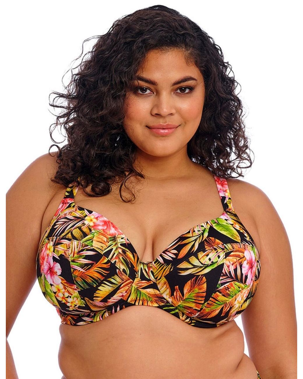 Elomi Black 802302 Tiger Valley Plunge Bikini Top