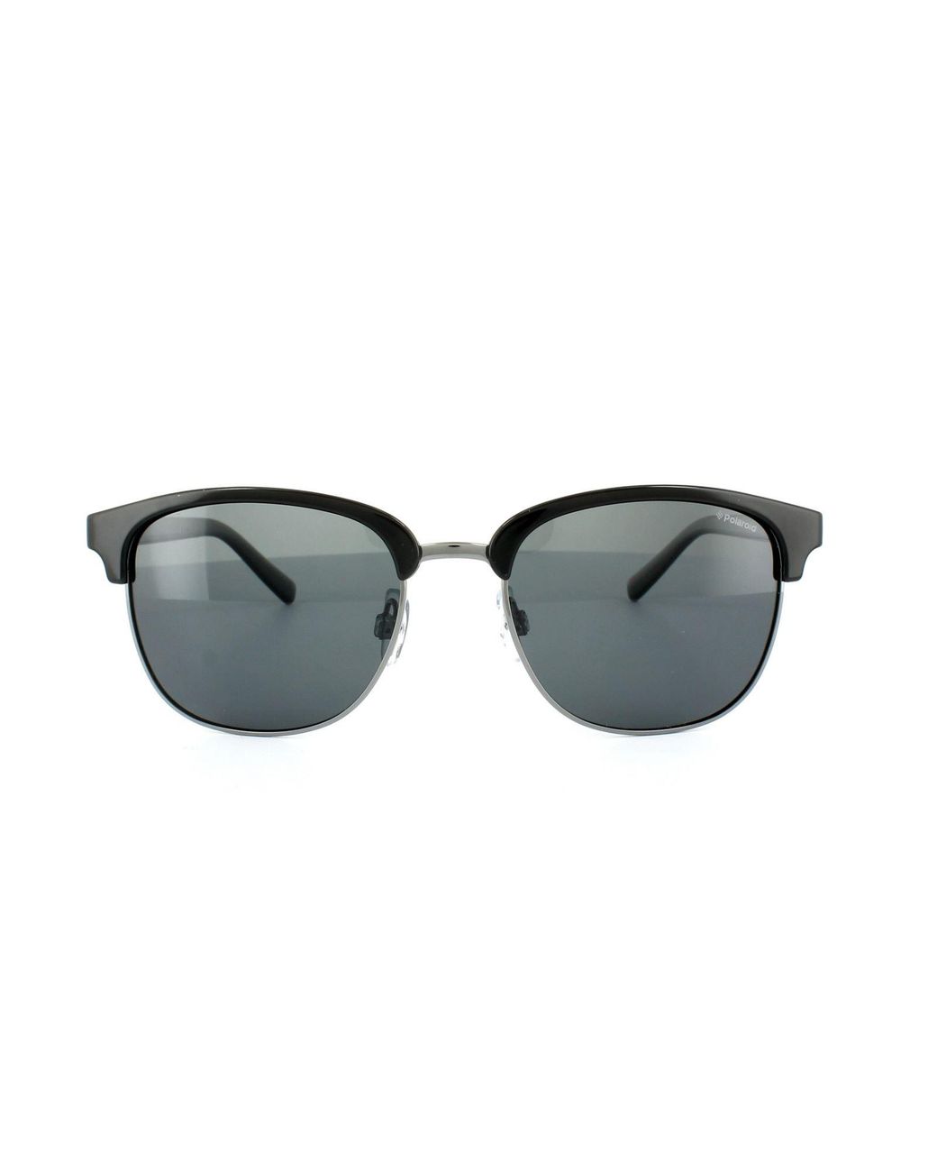 Polaroid Gray Round Dark Ruthenium Polarized Sunglasses Metal