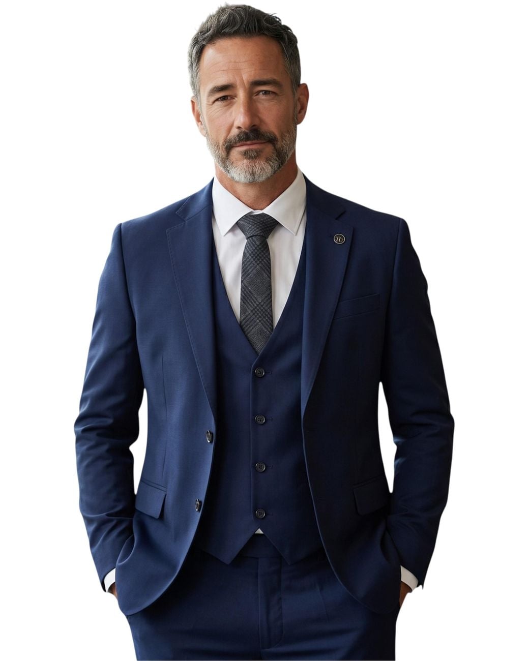 TruClothing Blue Navymens 3 Piece Formal Classic Business Workwear Suit for men