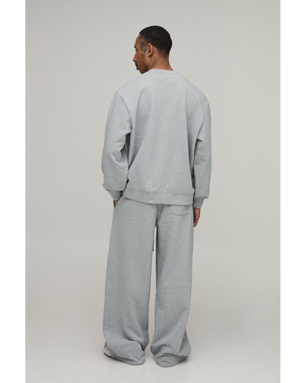 BoohooMAN Gray Oversized Premium 480Gsm Sweatshirt for men