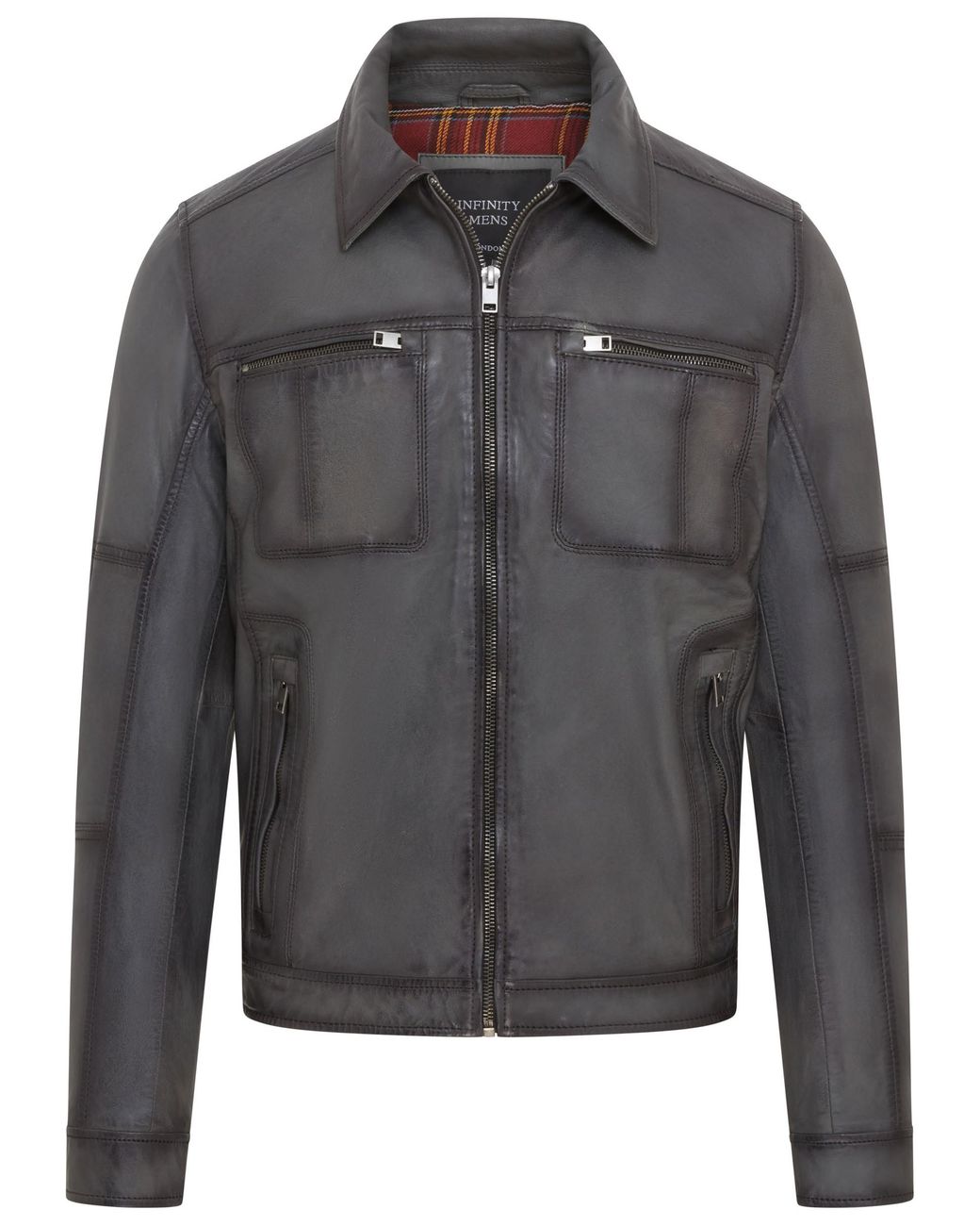 Infinity Leather Gray Classic Biker Jacket for men