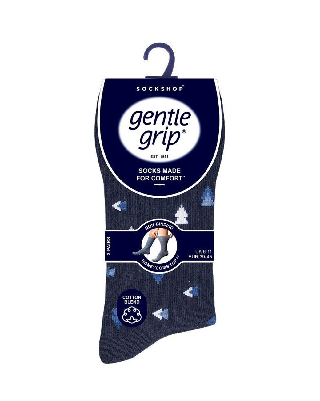 Gentle Grip Blue 6 Pairs Non Elastic Socks for men
