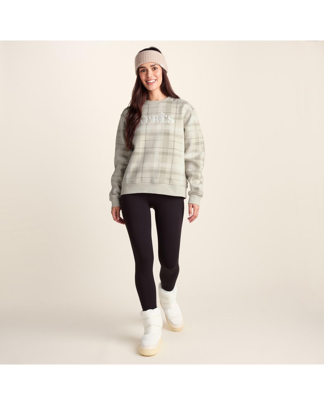 TOG24 Natural Gina Supersoft Check Print Crew Neck Sweatshirt