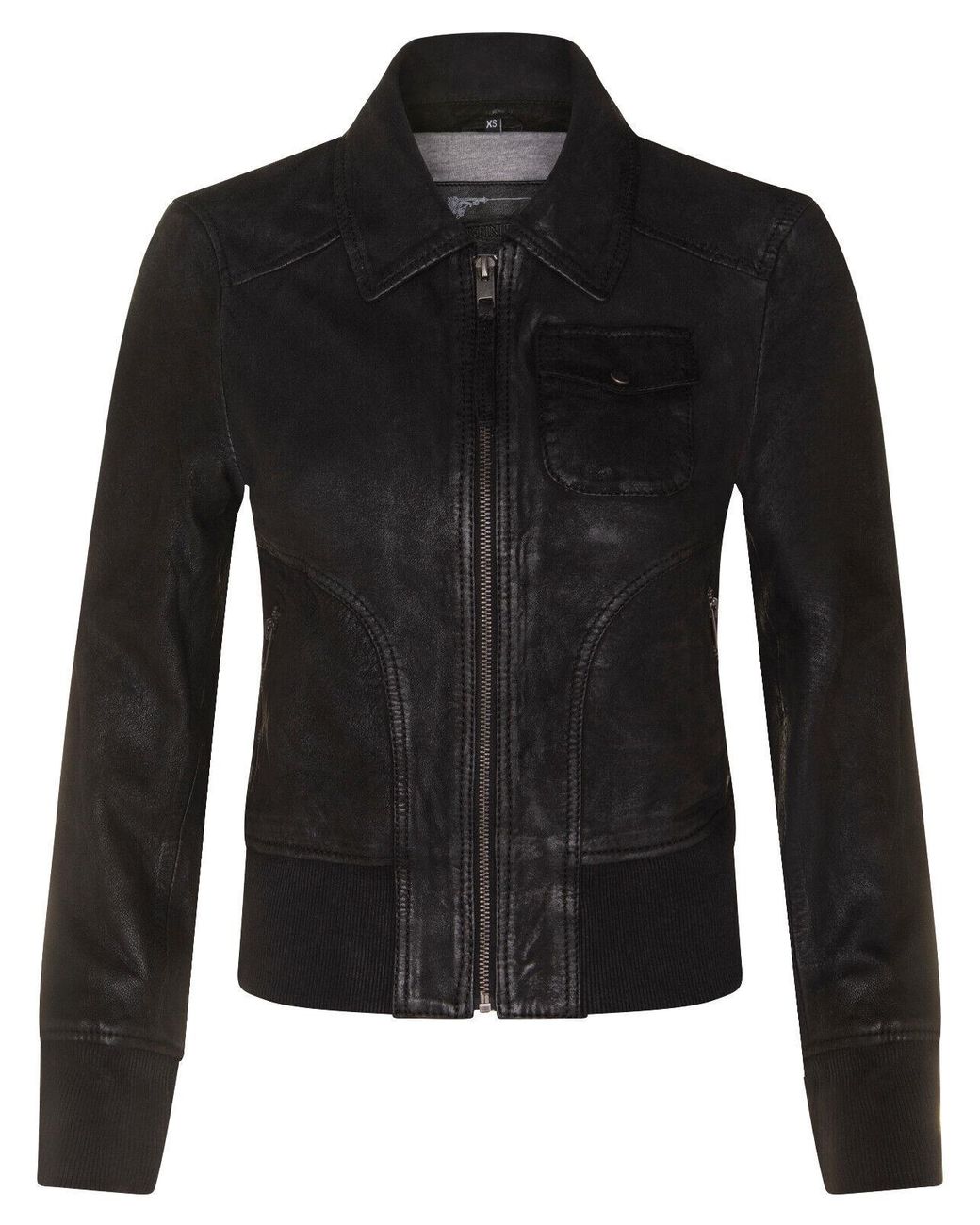 Infinity Leather Black Ma-1 Varsity Bomber Jacket-Modbury