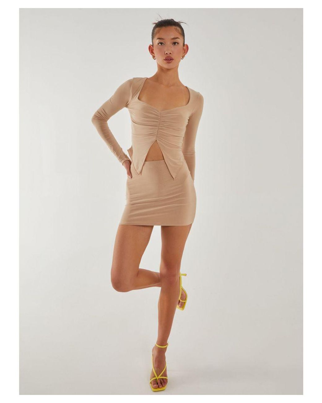 Pink Vanilla Natural Slinky Ruched Butterfly Top